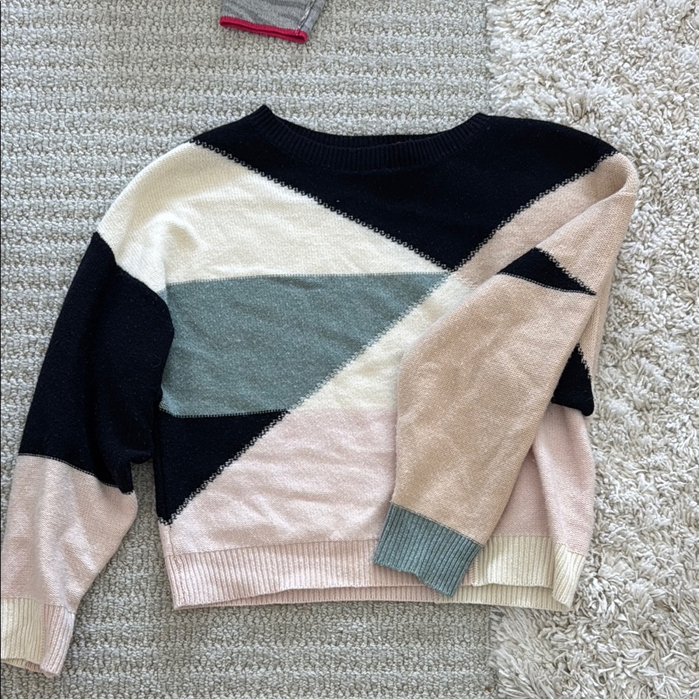 Colorblock Sweater in Black, Cream, and Pink